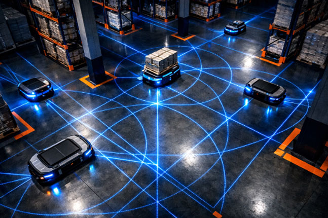 2026_Hokuyo-Multiple-AMRs-with-LiDAR-sensors-navigating-warehouse.jpg